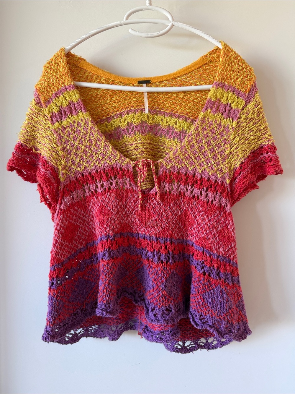 Free People Cropped Loose Fit Sweater Tee in Multi